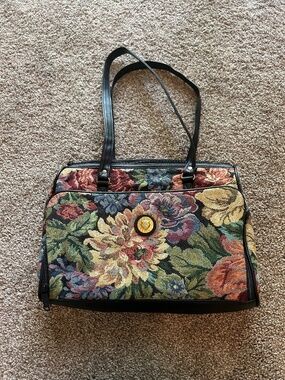Mitzi Vintage Multicolor Floral Tapestry Tote Bag
